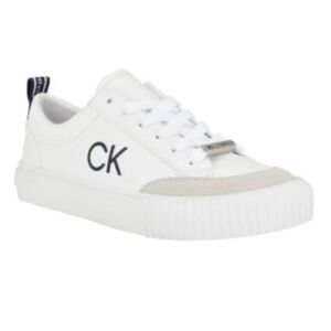 CK White/Navy Calvin Klein Women's Round Toe Lace-up Casual Sneakers Sz 10